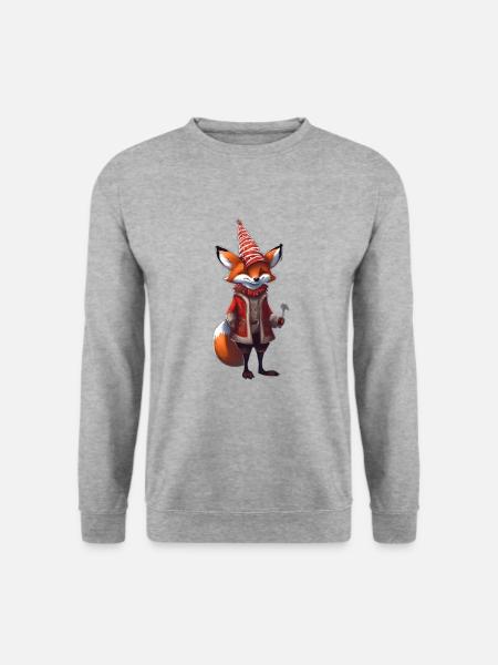 Weihnachten Festlicher Fuchs - Unisex Pullover - Weißgrau meliert