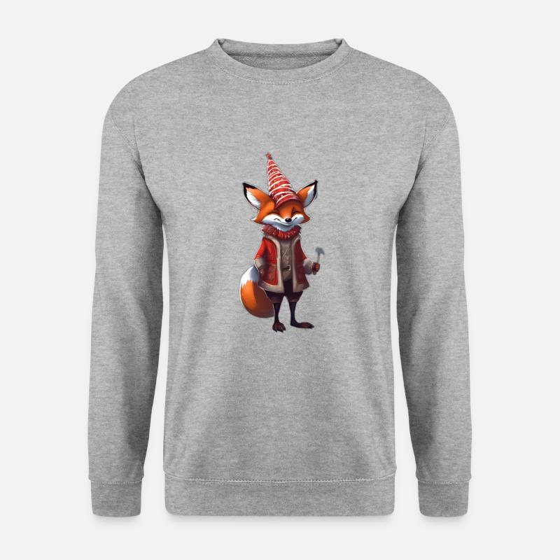 Weihnachten Festlicher Fuchs - Unisex Pullover - Weißgrau meliert