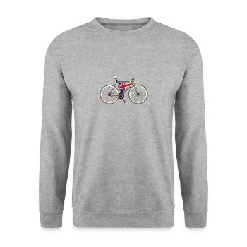 Liebe Bike, Liebe Britannien - Unisex Pullover - Weißgrau meliert - Vorne - Alina (178cm) & Michal (187cm)