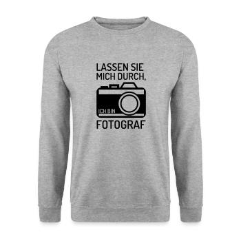 Fotograf Fotoapparat Kamera Bild Presse Paparazzi - Unisex Pullover - Weißgrau meliert - Vorne - Alina (178cm) & Michal (187cm)