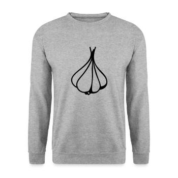 Knoblauch - Unisex Pullover - Weißgrau meliert - Vorne - Alina (178cm) & Michal (187cm)
