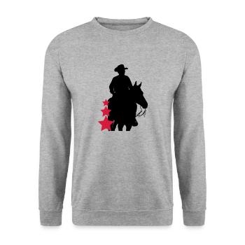 Cowboy , Horse and Stars - Unisex Pullover - Weißgrau meliert - Vorne - Alina (178cm) & Michal (187cm)