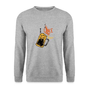 Ich mag Bier 5 - Unisex Pullover - Weißgrau meliert - Vorne - Alina (178cm) & Michal (187cm)