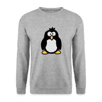 little_penguin - Sweat-shirt Unisexe - gris chiné - Devant - Alina (178cm) & Michal (187cm)