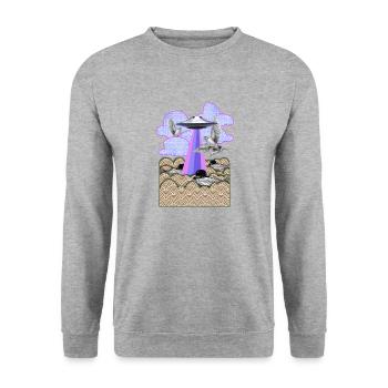 Flamingo - Unisex Pullover - Weißgrau meliert - Vorne - Alina (178cm) & Michal (187cm)