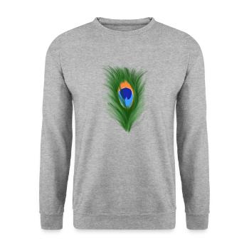 Pfauenauge - Unisex Pullover - Weißgrau meliert - Vorne - Alina (178cm) & Michal (187cm)