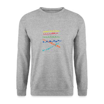 Line color - Unisex Pullover - Weißgrau meliert - Vorne - Alina (178cm) & Michal (187cm)