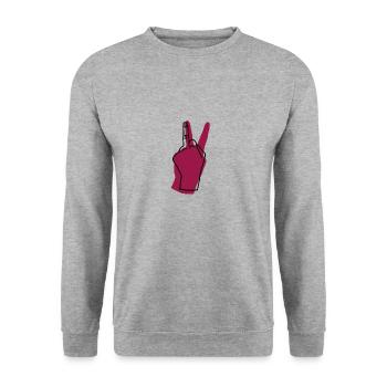 peace wine - Unisex Pullover - Weißgrau meliert - Vorne - Alina (178cm) & Michal (187cm)