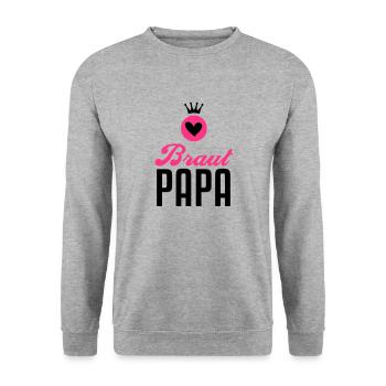 Braut Papa – Braut Vater – Hochzeit – 2C - Unisex Pullover - Weißgrau meliert - Vorne - Alina (178cm) & Michal (187cm)