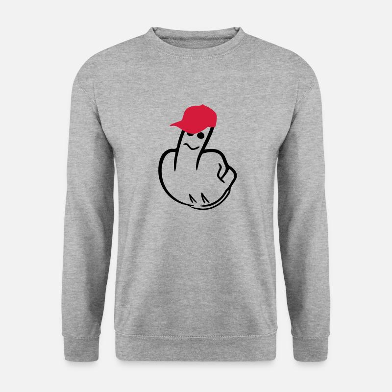 mittelfinger - Unisex Pullover - Weißgrau meliert