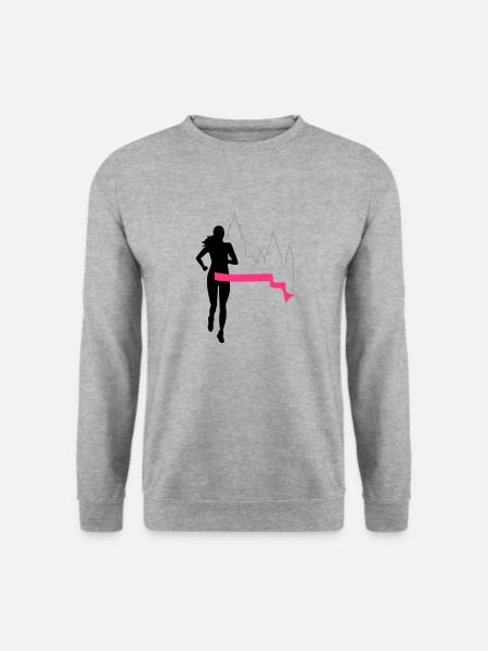 Marathon - Mainz - Läuferin - Run - Lauf - 3C - Unisex Pullover - Weißgrau meliert