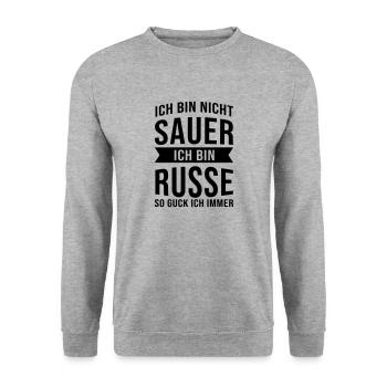 Ich Bin Nicht Sauer Ich Bin Russe Russland Russin - Unisex Pullover - Weißgrau meliert - Vorne - Alina (178cm) & Michal (187cm)