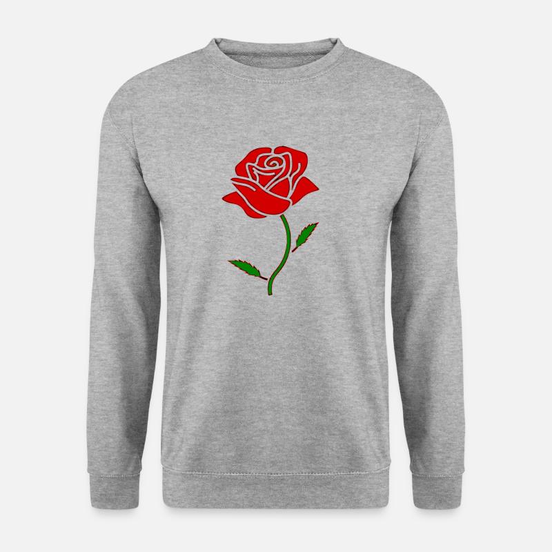 Rote Rose - Unisex Pullover - Weißgrau meliert