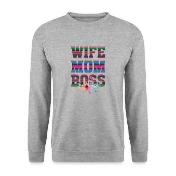 Wife Mom Boss - Unisex Sweatshirt - salt & pepper - Front - Alina (178cm) & Michal (187cm)