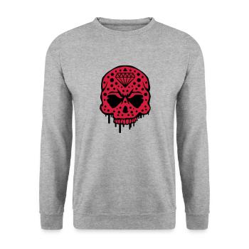 skull_diamond_graffiti_ce2 - Unisex Pullover - Weißgrau meliert - Vorne - Alina (178cm) & Michal (187cm)