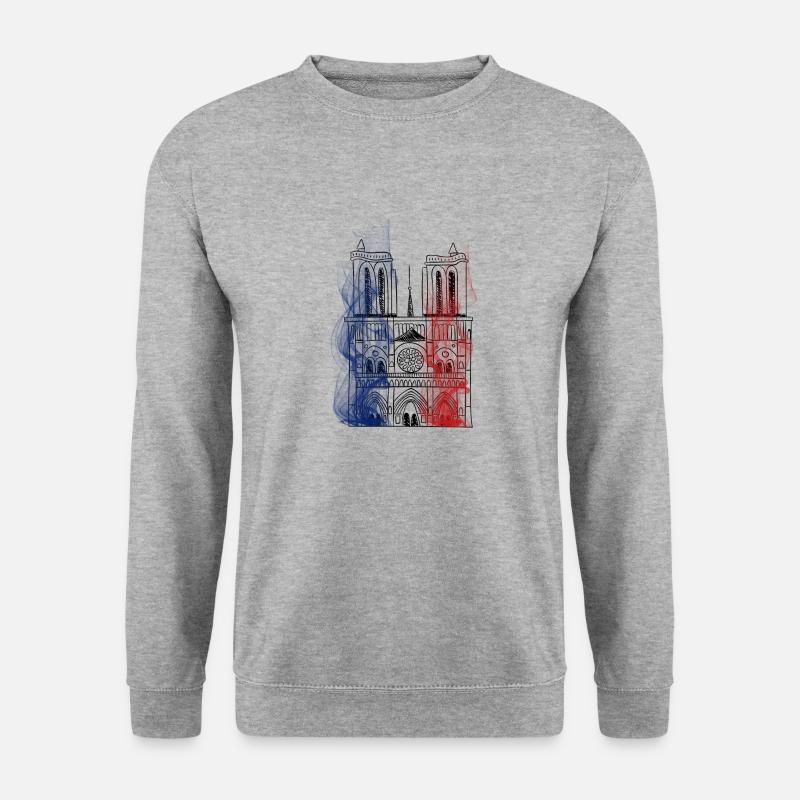 Notre Dame Frankreich - Unisex Pullover - Weißgrau meliert