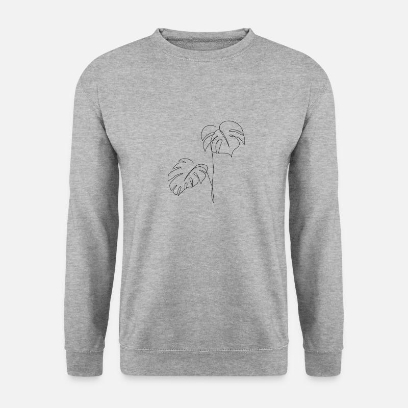 Monstera - Unisex Pullover - Weißgrau meliert