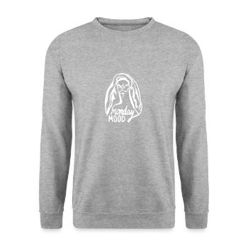 Monday Mood Dog bright - Unisex Sweatshirt - salt & pepper - Front - Alina (178cm) & Michal (187cm)