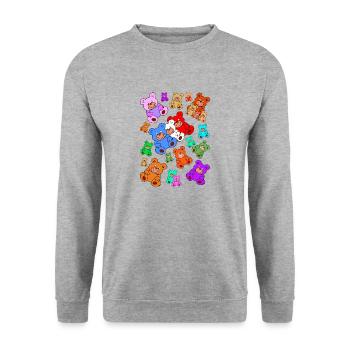 Teddybären / Teddys - Unisex Pullover - Weißgrau meliert - Vorne - Alina (178cm) & Michal (187cm)