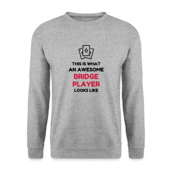 bridge / bridgeur / bridgeuse / cartes - Sweat-shirt Unisexe - gris chiné - Devant - Alina (178cm) & Michal (187cm)