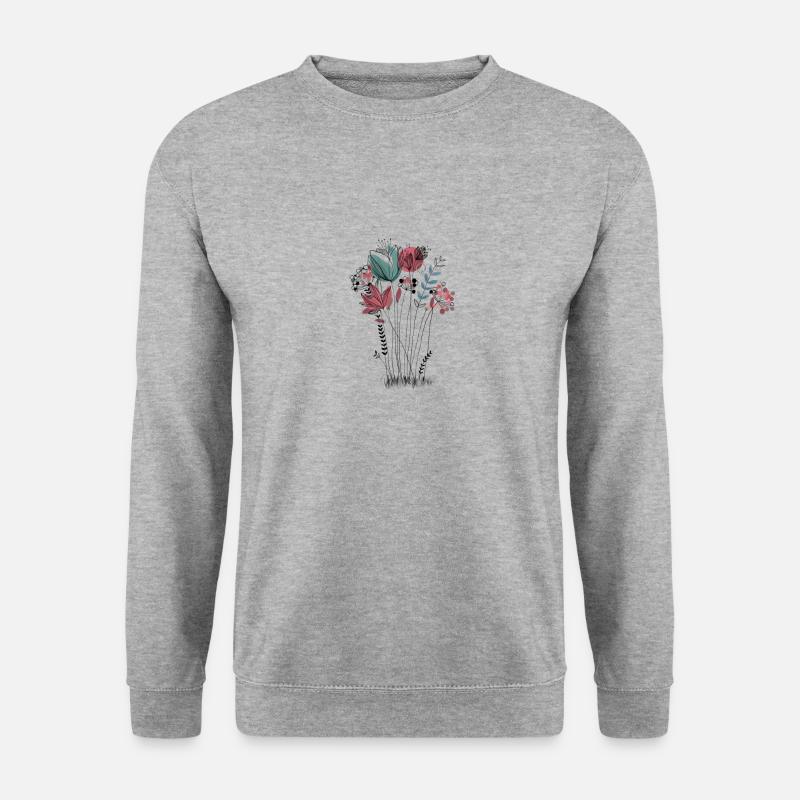Vintage Blumen - Unisex Pullover - Weißgrau meliert