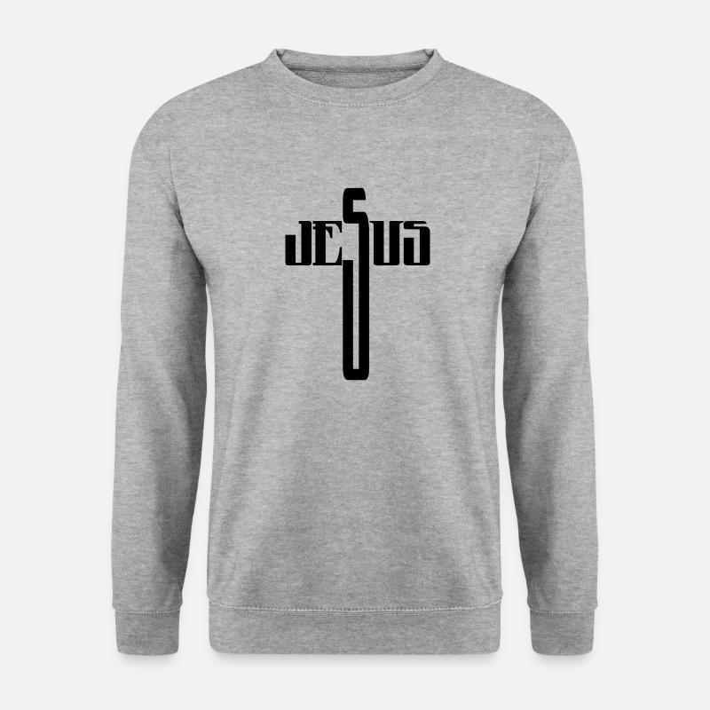 Jesus - Unisex Pullover - Weißgrau meliert