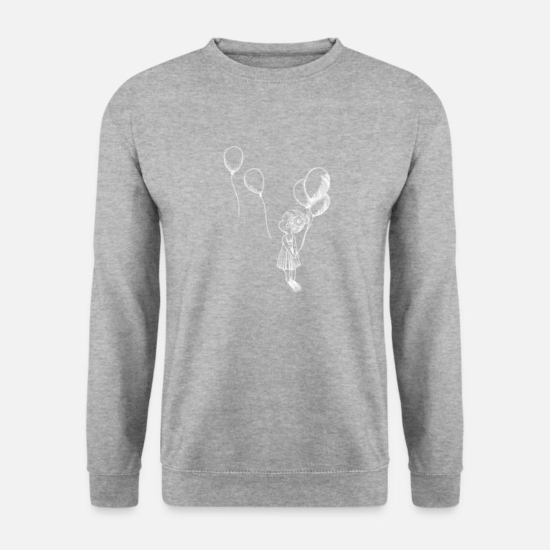 Mädchen mit Luftballons weiß - Unisex Pullover - Weißgrau meliert