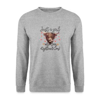 Nur ein Mädchen, das Hochlandkühe liebt - Unisex Pullover - Weißgrau meliert - Vorne - Alina (178cm) & Michal (187cm)
