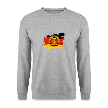 Armoiries de la RDA sur fond noir, rouge et or - Sweat-shirt Unisexe - gris chiné - Devant - Alina (178cm) & Michal (187cm)