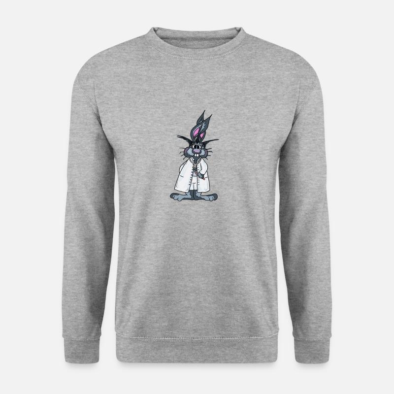Hase Arzt - Unisex Pullover - Weißgrau meliert