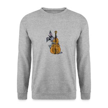 Hare double bass - Unisex Sweatshirt - salt & pepper - Front - Alina (178cm) & Michal (187cm)