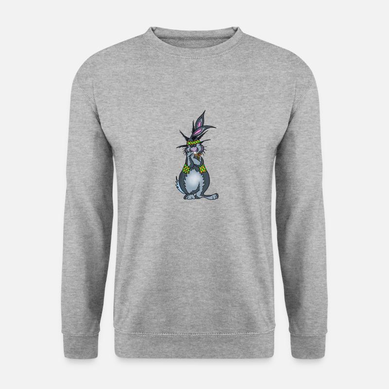 Hase Mundharmonika - Unisex Pullover - Weißgrau meliert