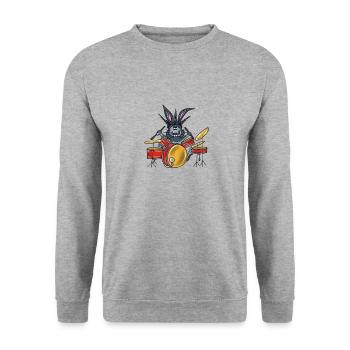 drums - Unisex Sweatshirt - salt & pepper - Front - Alina (178cm) & Michal (187cm)
