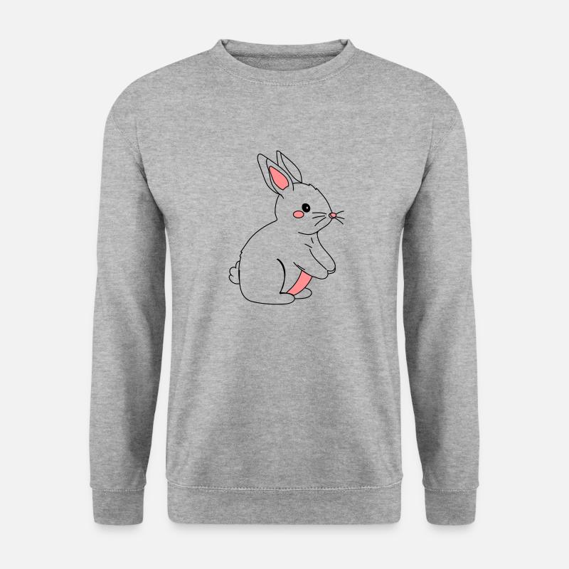 Kaninchen - Unisex Pullover - Weißgrau meliert