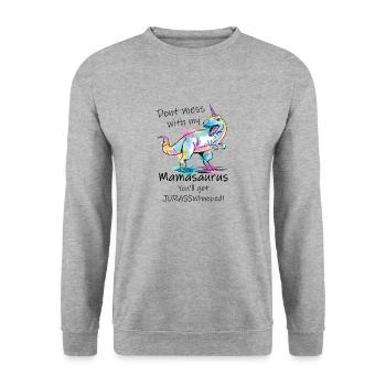 Mamasaurus - Unisex Pullover - Weißgrau meliert - Vorne - Alina (178cm) & Michal (187cm)