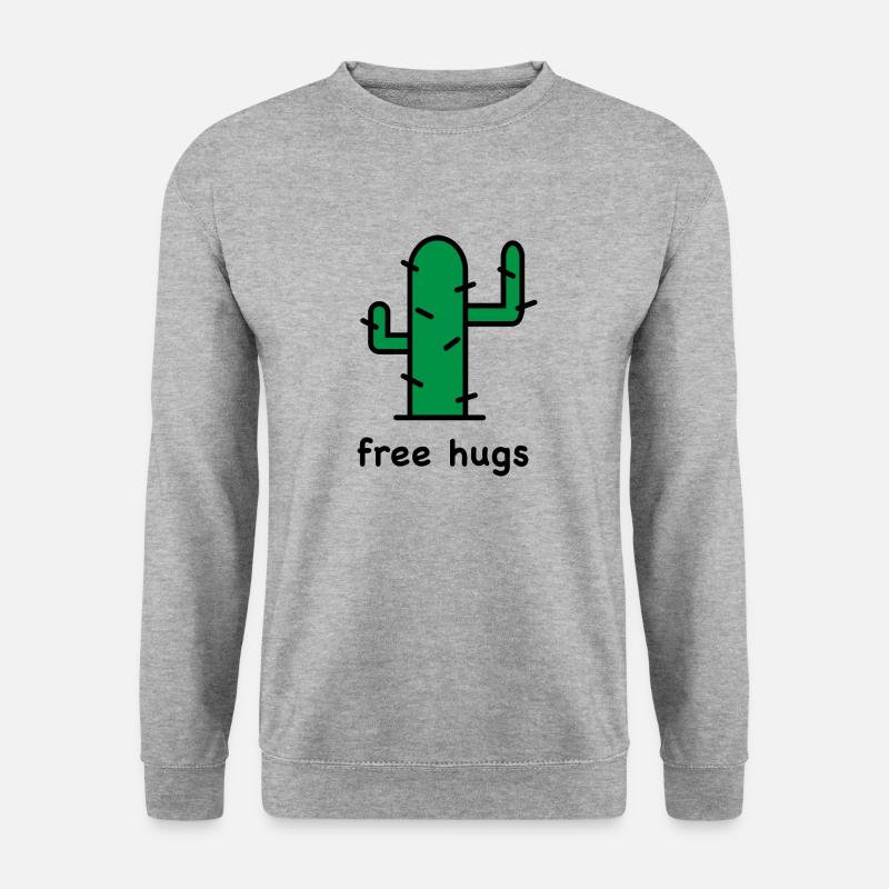 kaktus free hugs - Unisex Pullover - Weißgrau meliert