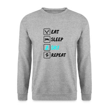 eat sleep ski repeat - Unisex Pullover - Weißgrau meliert - Vorne - Alina (178cm) & Michal (187cm)