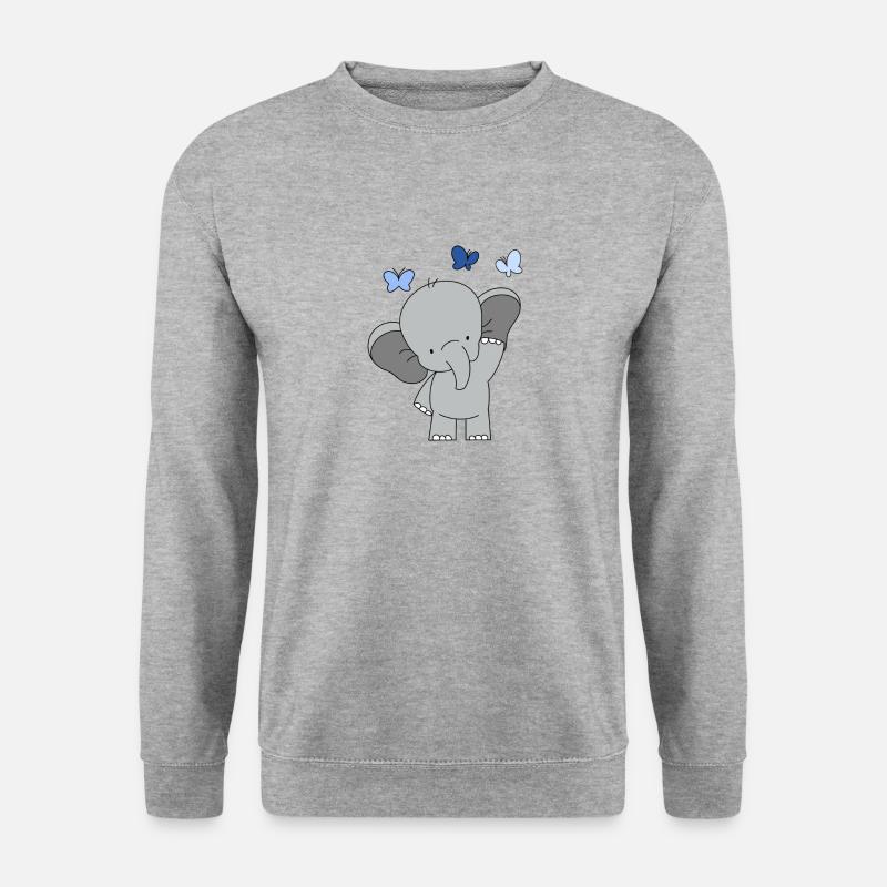 Baby Elefant 🐘 blau 💙💙💙 - Unisex Pullover - Weißgrau meliert