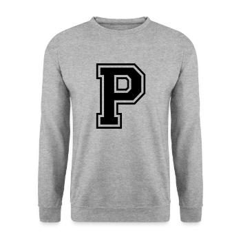 Letter P Team Football Baseball Basketball University - Unisex Sweatshirt - salt & pepper - Front - Alina (178cm) & Michal (187cm)