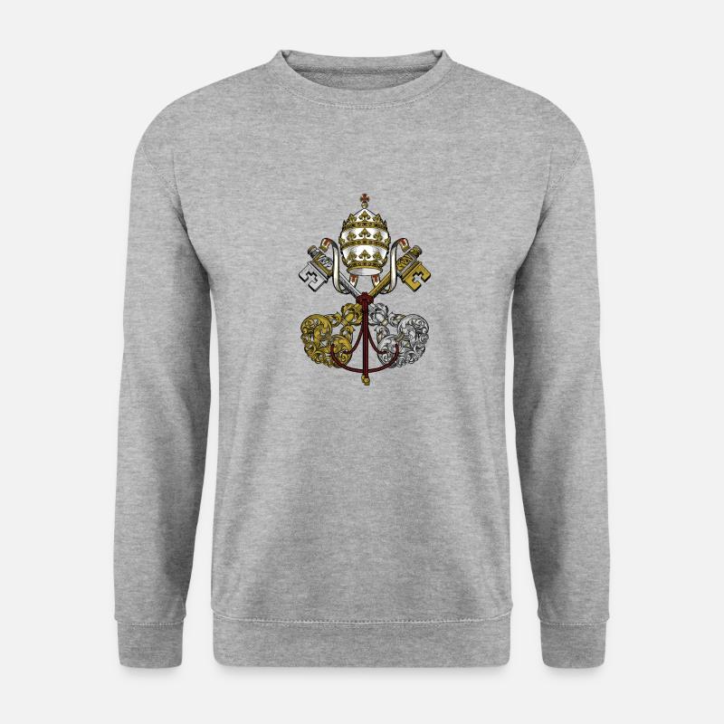 Wappen des Papstes Heiliger Stuhl - Unisex Pullover - Weißgrau meliert