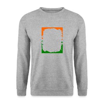 farbiger Krach Rahmen - Unisex Pullover - Weißgrau meliert - Vorne - Alina (178cm) & Michal (187cm)