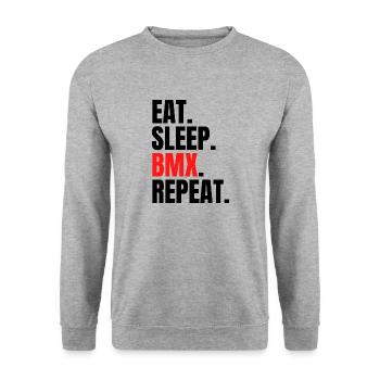 eat sleep bmx repeat - Unisex Sweatshirt - salt & pepper - Front - Alina (178cm) & Michal (187cm)