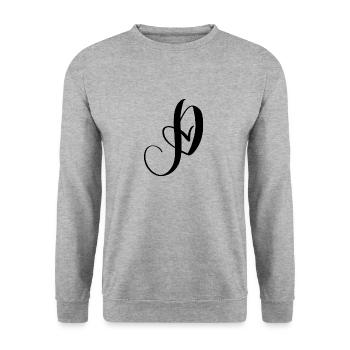 Herzbuchstabe P/Herzbuchstabe P - Unisex Pullover - Weißgrau meliert - Vorne - Alina (178cm) & Michal (187cm)