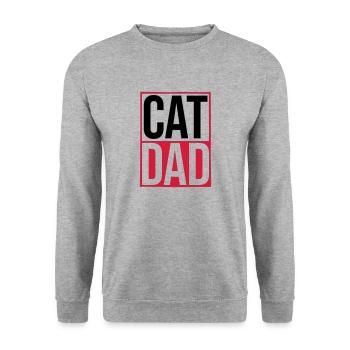 Cat Dad Logo Schild - Unisex Pullover - Weißgrau meliert - Vorne - Alina (178cm) & Michal (187cm)