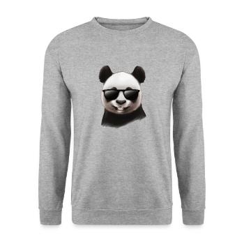 Panda avec lunettes de soleil Cadeau cool et drôle - Sweat-shirt Unisexe - gris chiné - Devant - Alina (178cm) & Michal (187cm)