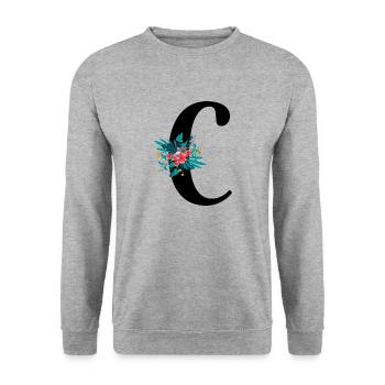 letter C flowery - Unisex Sweatshirt - salt & pepper - Front - Alina (178cm) & Michal (187cm)