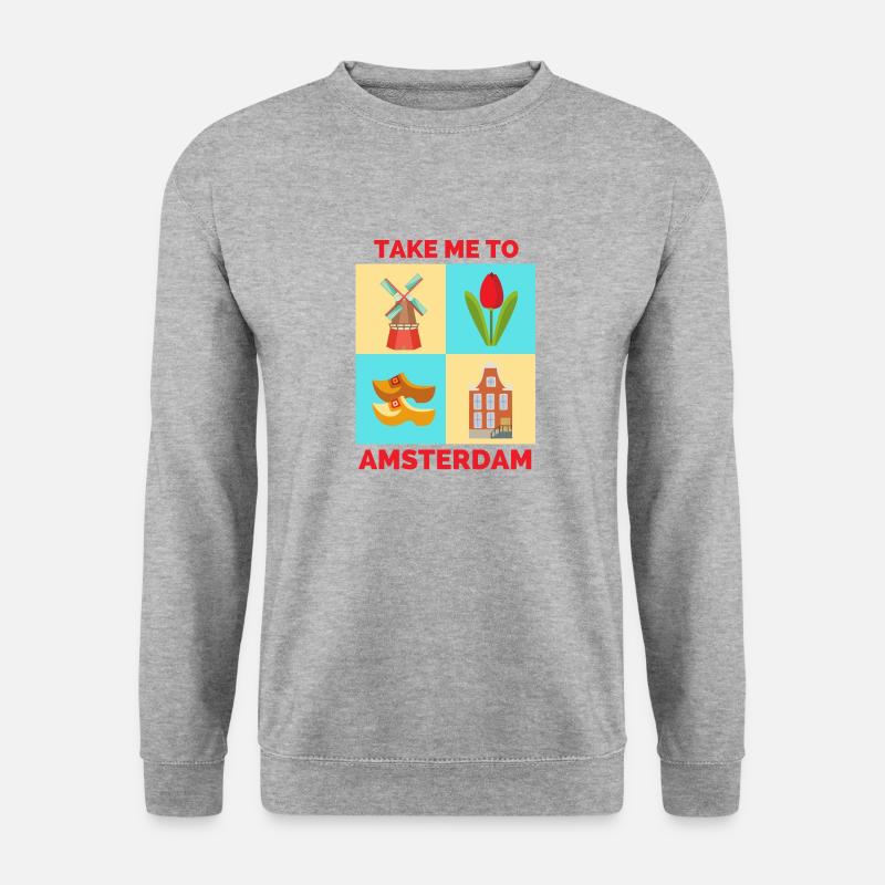 BRING MICH NACH AMSTERDAM - Unisex Pullover - Weißgrau meliert