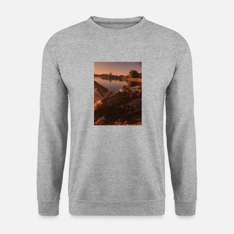 natur,bäume,see,abens - Unisex Pullover - Weißgrau meliert