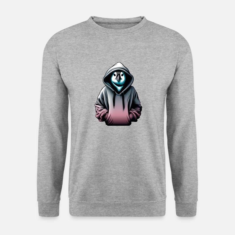 Pingouin hacker avec pull - Sweat-shirt Unisexe - gris chiné