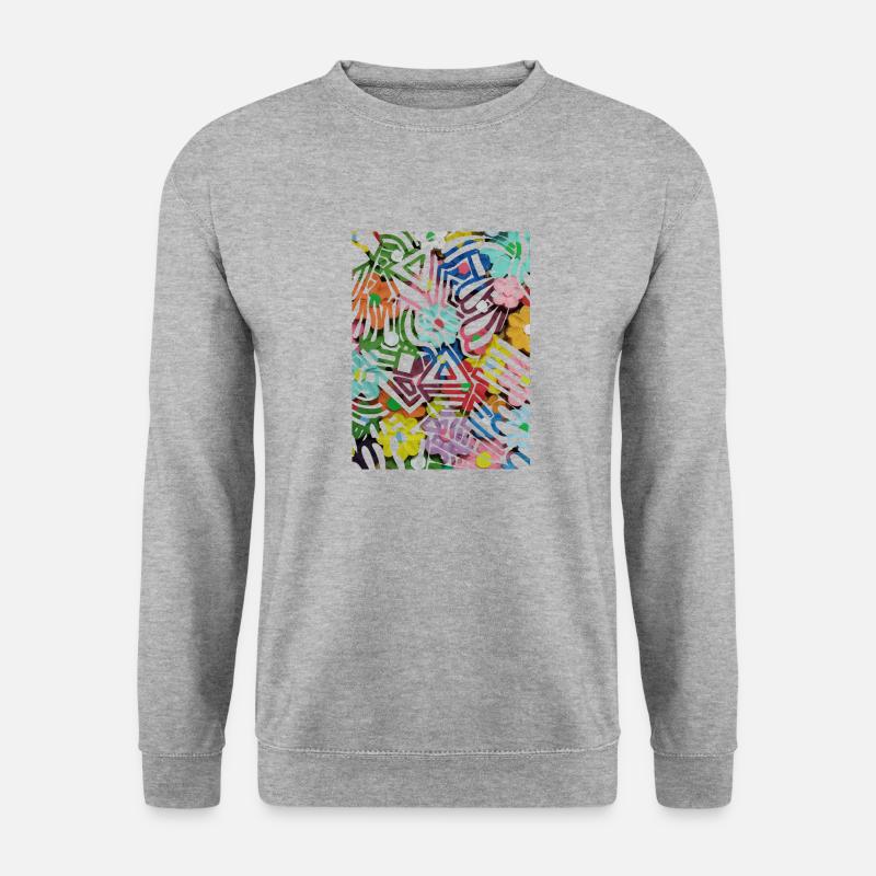 Geometrischer Druck - Unisex Pullover - Weißgrau meliert